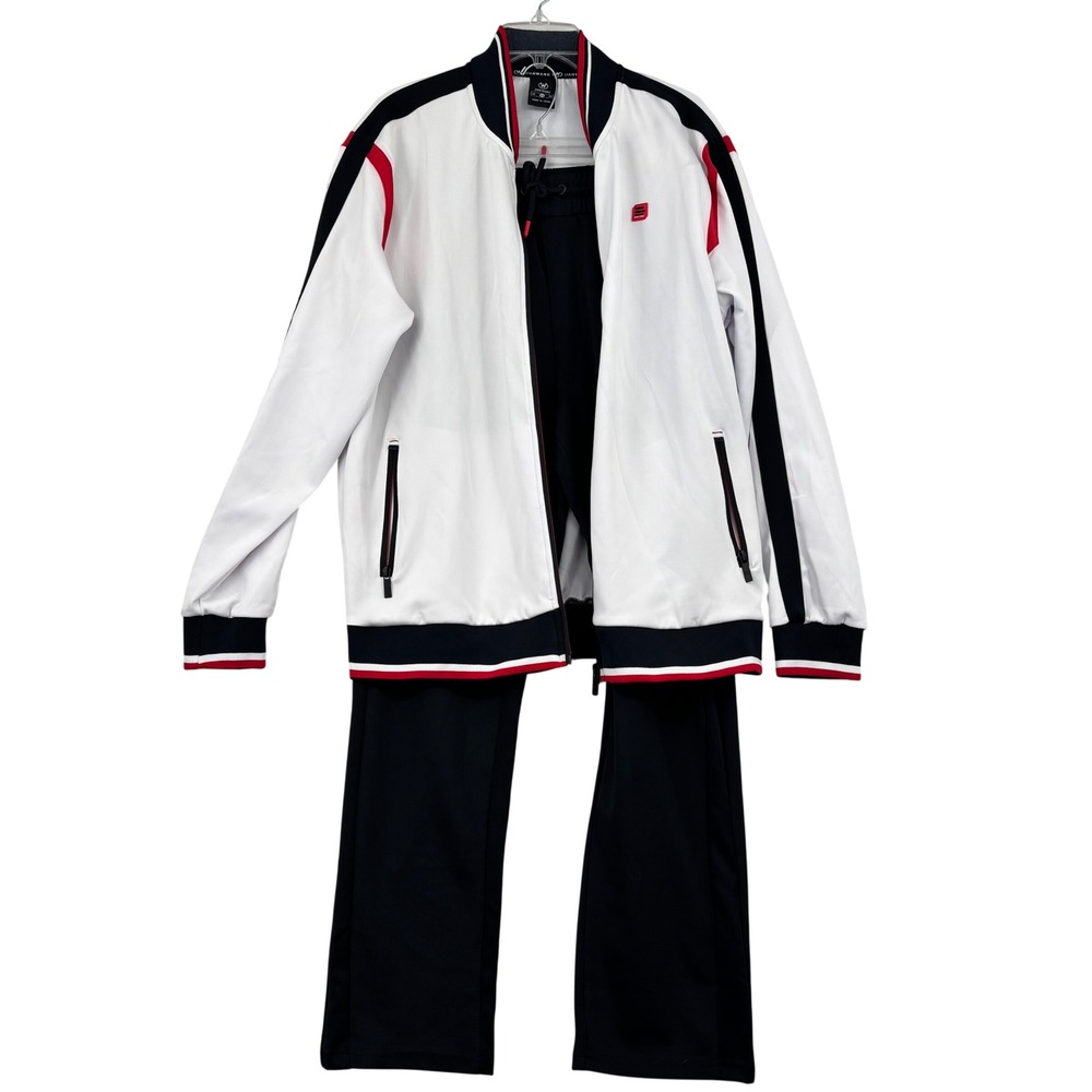 Jian Wang Pro Sport Edition Tracksuit Set Men 2XL White Black Red Side Stripe